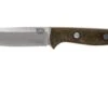 Bark River Bravo 1 CPM 3V Rampless, Green Canvas Micarta, Brown Sheath -Knife Sale Shop BRK07 121GNC RS 01 bark river bravo brk07 121gnc rs 01