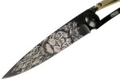 Deejo Tattoo Gold Black 37g, Yellow Gold Gilded, Lion 1GM000022 Pocket Knife -Knife Sale Shop DJ1GM000022 03 deejo