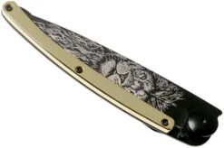 Deejo Tattoo Gold Black 37g, Yellow Gold Gilded, Lion 1GM000022 Pocket Knife -Knife Sale Shop DJ1GM000022 04 deejo