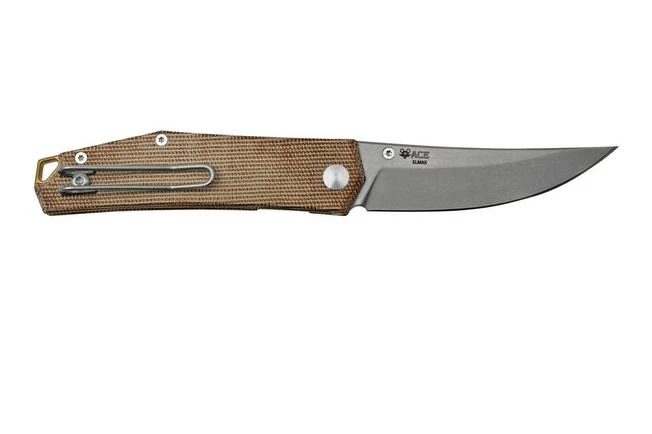GiantMouse ACE Clyde Natural Canvas Micarta, Brass, Pocket Knife, Ansø En Voxnaes Design 4 GiantMouse ACE Clyde Natural Canvas Micarta, Brass, Pocket Knife, Ansø En Voxnaes Design - Image 2