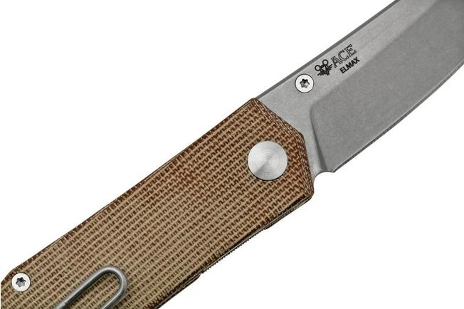 GiantMouse ACE Clyde Natural Canvas Micarta, Brass, Pocket Knife, Ansø En Voxnaes Design 7 GiantMouse ACE Clyde Natural Canvas Micarta, Brass, Pocket Knife, Ansø En Voxnaes Design - Image 5
