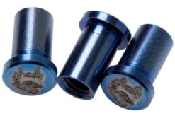 Rick Hinderer Handle Nuts Blue Titanium, Lasered Horse Head, Set Of 3, XM18 3,5” Skinny