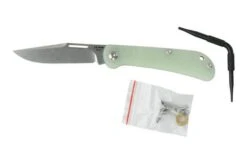 J.E. Made Lanny's Clip, Jade G10, D2 Slipjoint Pocket Knife -Knife Sale Shop JM LAC D2 JA 08 jemade