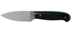 LT Wright Patriot, A2, Polished Black Micarta, Blue Liners, Leather Sheath, Outdoor Knife