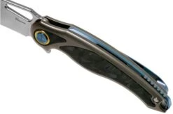 Rike Knife Unicorn Blue Carbon Fibre Pocket Knife -Knife Sale Shop RK UNI BCF 07 rike knives