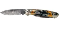Rough Ryder Canoe Cinnamon Stag RR2156 Damascus Slipjoint Pocket Knife -Knife Sale Shop RY2156 03 rough ryder