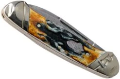 Rough Ryder Canoe Cinnamon Stag RR2156 Damascus Slipjoint Pocket Knife -Knife Sale Shop RY2156 04 rough ryder